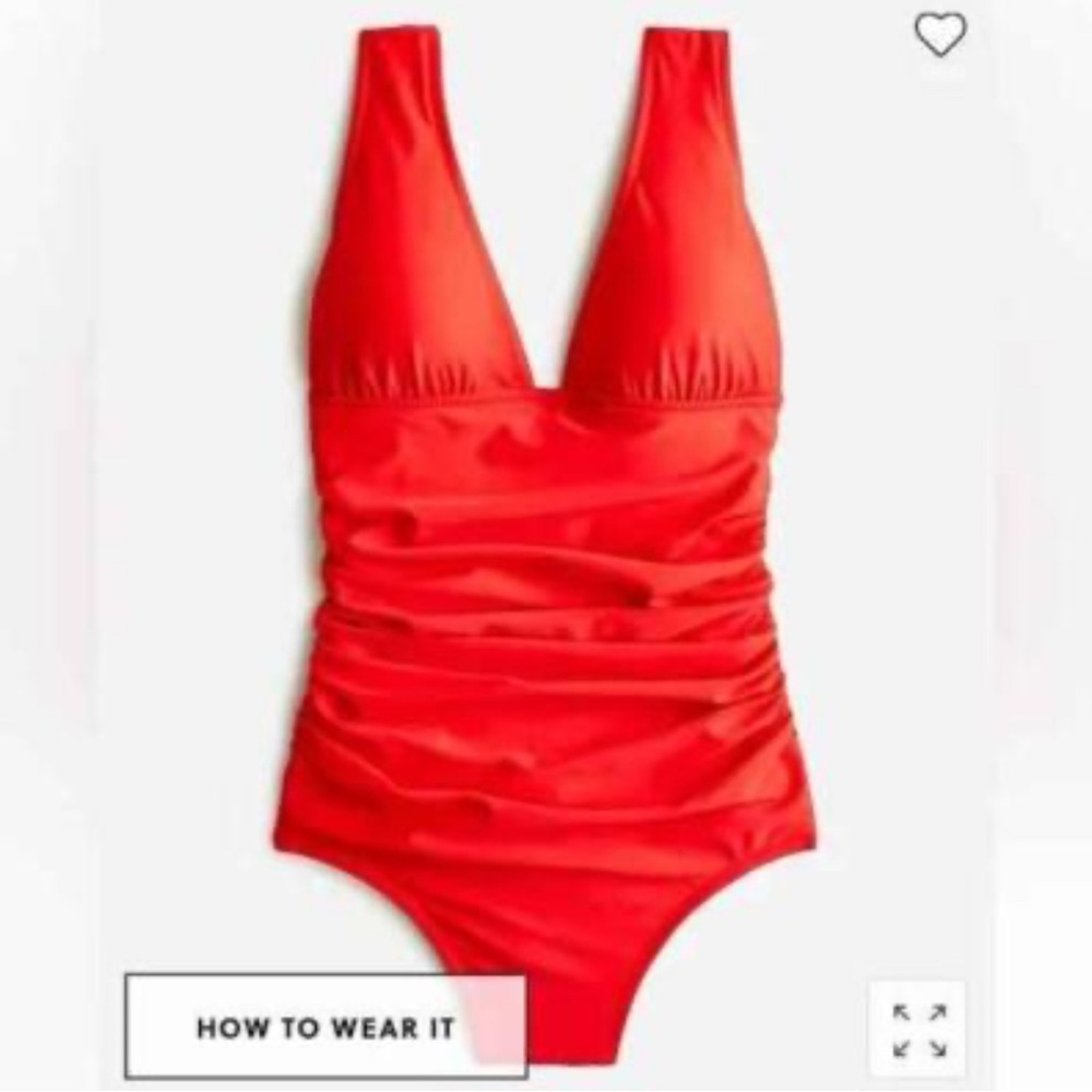 J. Crew Red Ruched One Piece Swimsuit - size 0